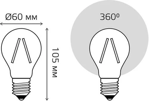 Лампа светодиодная Gauss Basic Filament E27 4.5Вт 2200K 1021245 - Amppa.ru