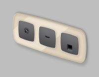 Комплект механизма компьютерной розетки RJ-45 экранированной с автоматической защитной шторкой OMEGA Антрацит серый QUANT (OP6620, VM185) (Ambrella Volt, MO662005)