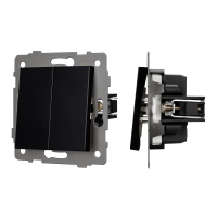 Механизм выключателя двухклавишный самовозвратный SWT-MKR2-PL-BK-V (250V, 10A) (Arlight, -)